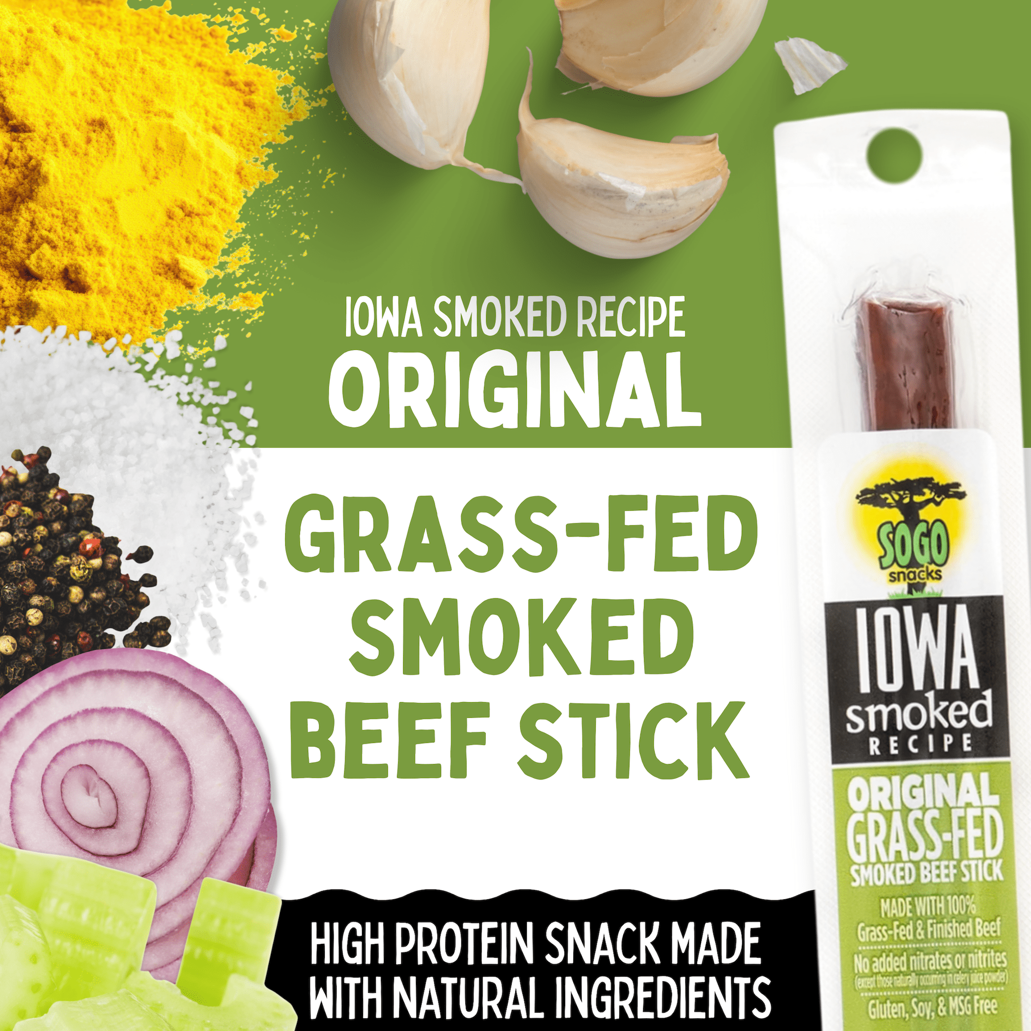 Original - Iowa Smoked Recipe, Sugar Free Beef Jerky, Grass Fed Beef Sticks. No Artificial Nitrates, Gluten, Soy, MSG, Dairy, or Nuts. Paleo, Whole30, & Keto Snack (24 Cnt)