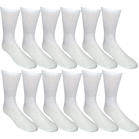 Yacht & Smith Diabetic Socks for Men, Superior Comfort, Loose Fit, Neuropathy Edema (12 Pairs White)
