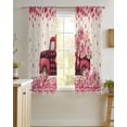 thumbnail image 4 of Valentine's Day Sheer Curtains 54 Inch Length 2 Panels Set for Living Room/Bedroom, Romantic Love Truck Roses Plaid Beige Kitchen Curtains Grommet Semi-Sheer Curtains Window Treatments 42"x54"x2, 4 of 7