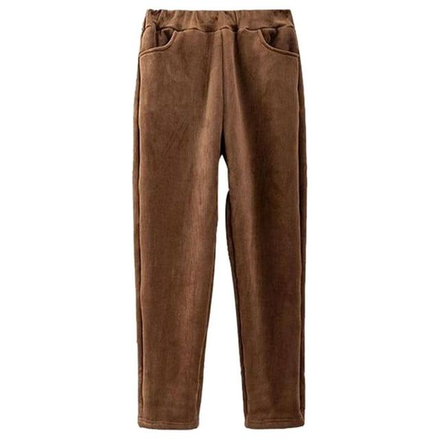 Pantalones De Mujer De Moda Pantalones Elásticos De Pana Cintura Alta Rectos L Marrón Sunnimix pantalones casuales altos