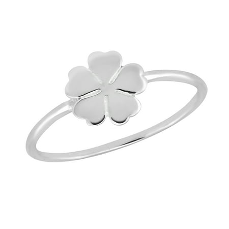 Distinctive Five Leaf Clover Sterling Silver Band Ring-9