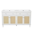thumbnail image 3 of Christopher Knight Home 60" Bathroom Vanity with Double Sink, Large Storage, 2 Tip-Out Trays, 4 Soft-Close Doors, White, 3 of 9