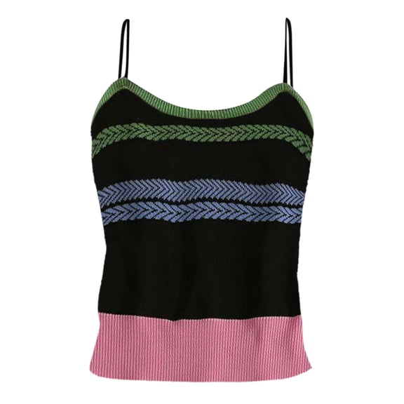 Tank Tops For Women Summer Braid Color Stripe Halter Vest Knitted Inner Vest Sleeveless Top Camisole Tops For Women