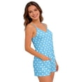 thumbnail image 5 of ZAITUBLES Women Casual Shorts Jumpsuits Summer Sleeveless Romper Adjustable Spaghetti Strap Loose Playsuit with Front Pockets, Soft Travel Lounge Wear, Light Blue Polka Dot Print, Size S, 5 of 6
