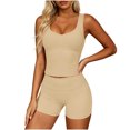 thumbnail image 4 of Maqroz Workout Sets for Women Scoop Neck Padded Sports Bra Tank High Waist Biker Shorts Seamless Tummy Control Gym Yoga Activewear Two Piece Outfit, 4 of 8