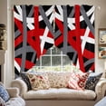 thumbnail image 4 of Swag Curtain Valances Red Stripes Swag Valances for Kitchen Windows Black Grey Lines Art Short Topper Curtains Valance Tier Pair for Kitchen Bedroom Living Room Bathroom 28"x36", 4 of 8