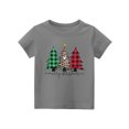thumbnail image 4 of Girls Short Sleeve Crewneck T Shirt with Christmas Tree Print Casual Loose Fit Youth Holiday Top for Kids, 4 of 4