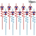 thumbnail image 2 of FunSip Soccer-Themed Spiral Straws (10-Pack), BPA-Free Plastic, Assorted Colors with Stars & Ball Designs – Perfect for Kids’ Parties & Football Events, 2 of 6