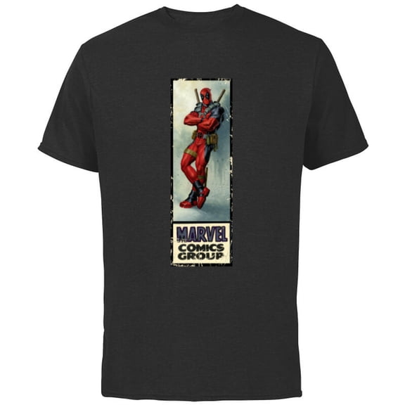 Marvel Deadpool Super Hero Comic Cover Corner Box Retro - Short Sleeve Cotton T-Shirt for Adults - Customized-Black