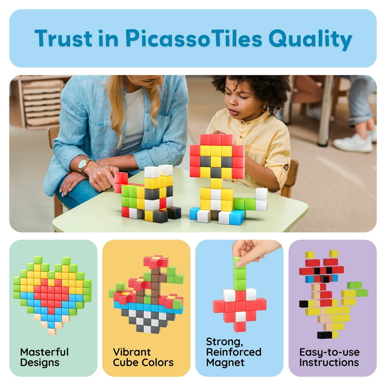 PicassoTiles 102 PC Magnetic Learning Builders, Toddler Magnet Toy