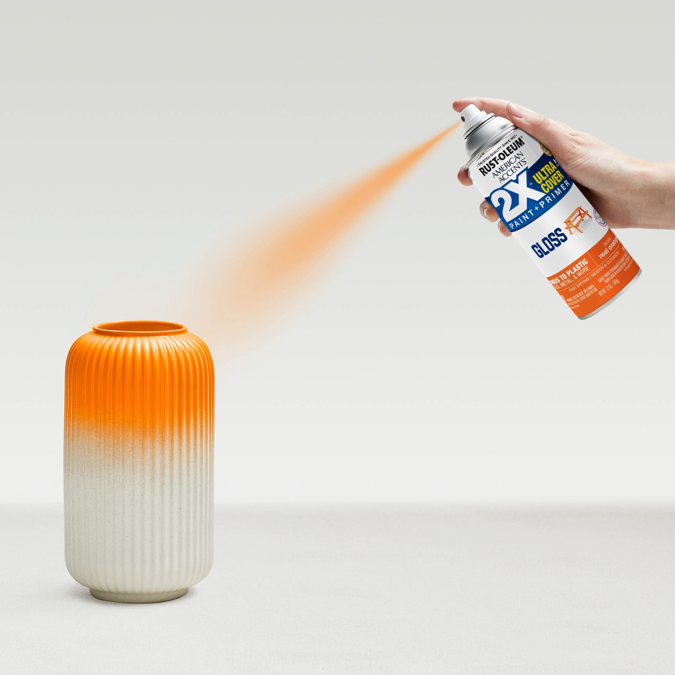 (6 pack) Real Orange, Rust-Oleum American Accents 2X Ultra Cover Gloss Spray Paint-327873, 12 oz