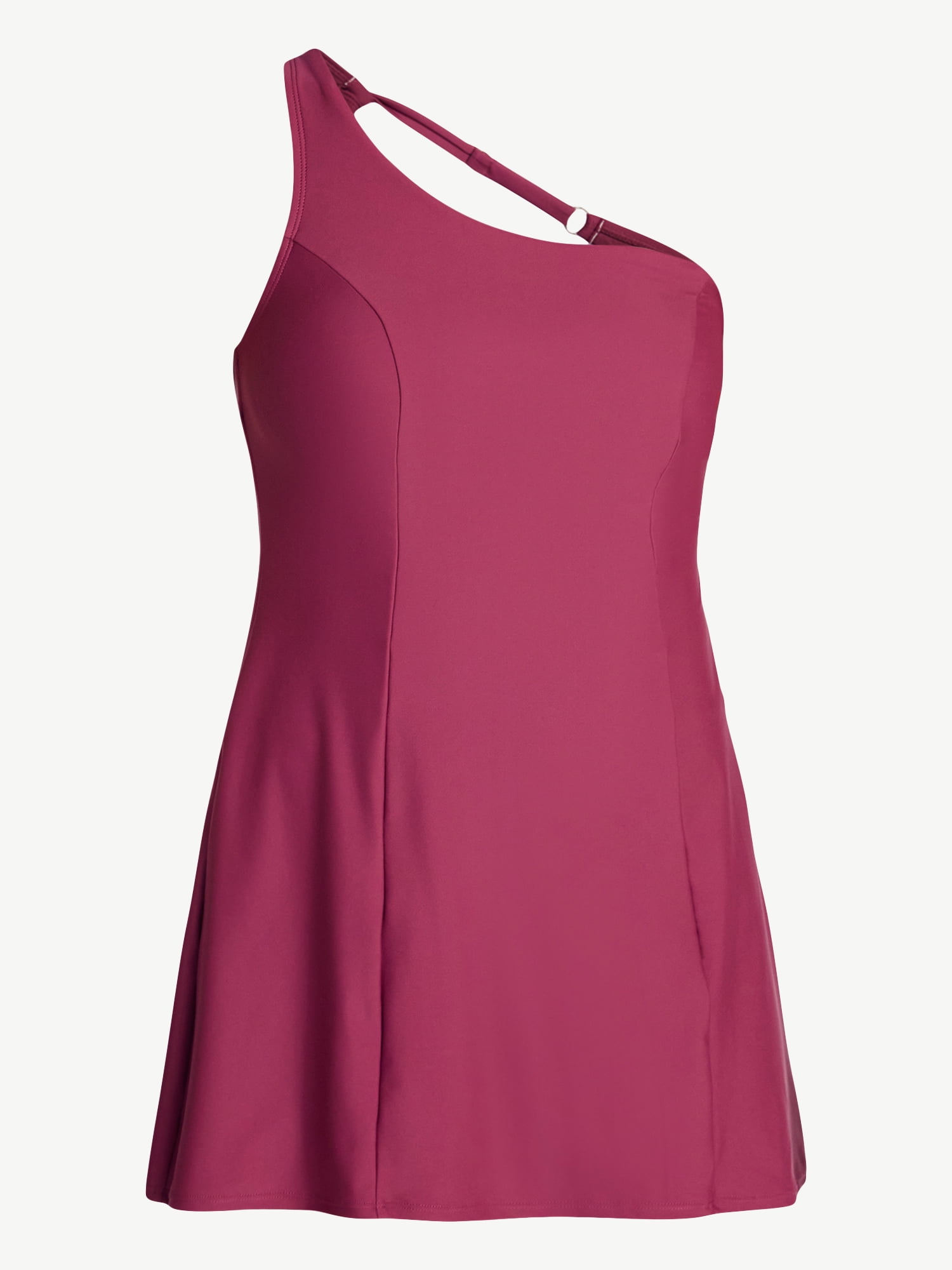 Time and Tru Women's and Women's Plus Size One Shoulder Swim Dress, Sizes XS-3X