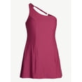 thumbnail image 3 of Time and Tru Women's and Women's Plus Size One Shoulder Swim Dress, Sizes XS-3X, 3 of 5
