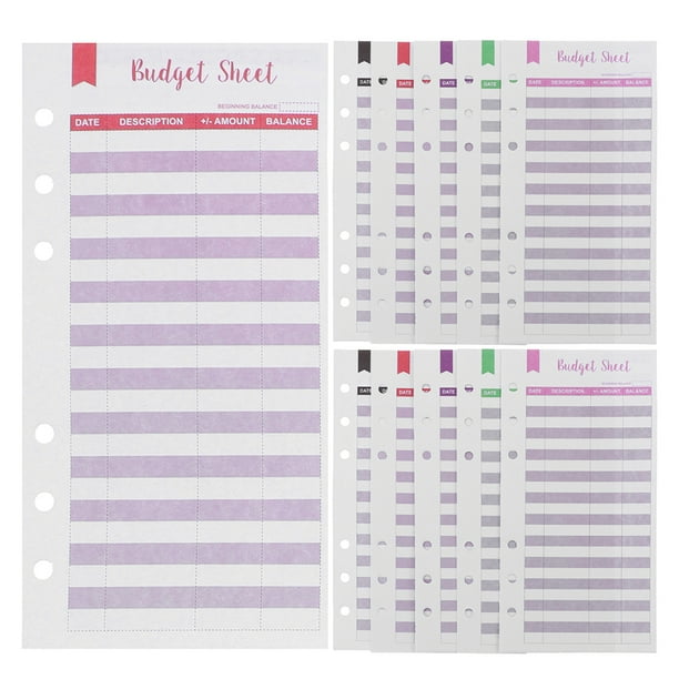 BRIGHTFUFU 60 hojas de presupuesto portátiles, recambios para carpeta de efectivo, tarjetas de registro de gastos diarios y rastreador de gastos (A6)