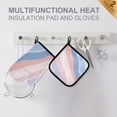 thumbnail image 4 of Yayeee Oven Mitts and Pot Holder Set of 4 Heat Resistant Kitchen Gloves Baking Hot Pad, Abstract Blue, 4 of 5