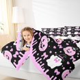 thumbnail image 3 of Homewish Girly Halloween Witch Ghost Queen Comforter Set,Pastel Pumpkin Print Comforter Sets Queen,Black Pink,Halloween Reversible,3pcs,1 Comforter and 2 Pillowcases, 3 of 7