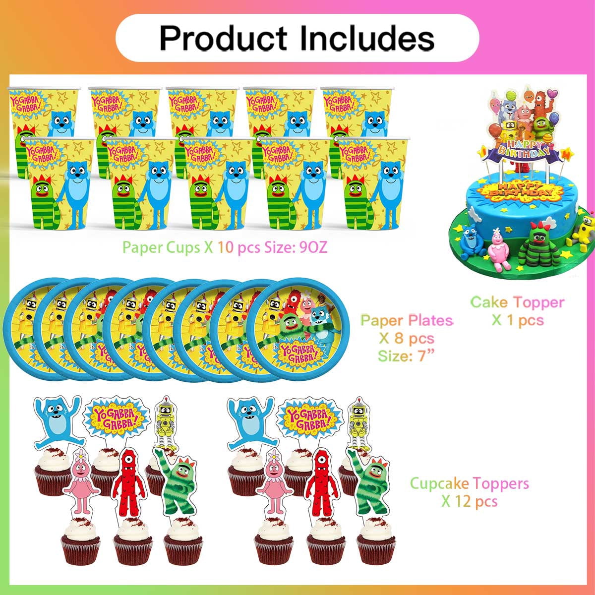Birthday Cups Party Supplies Plates Decorations Cake Topper Decor