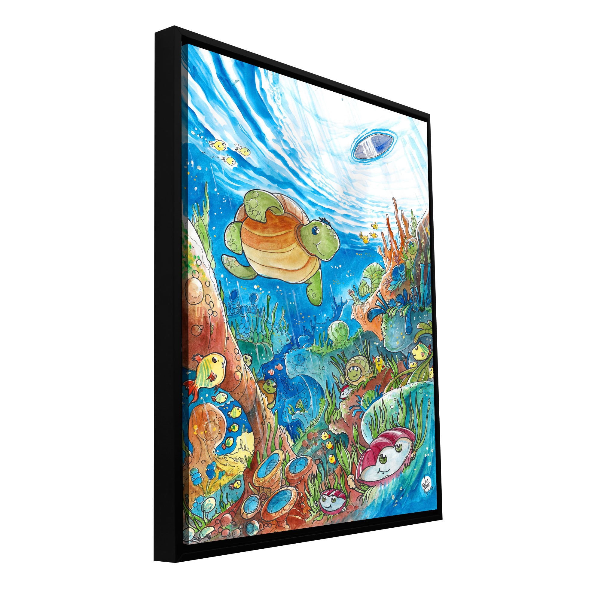 Luis Peres "Coral Dreams Watercolor" Floater-Framed Gallery-Wrapped Canvas
