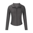 thumbnail image 4 of JGGSPWM Women's Stand Collar Long Sleeve Running Jacket Athletic Workout Sports Top with Pockets Slim Fit Full Zip Dark Gray#/001 M, 4 of 5