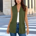 thumbnail image 5 of Summer Cardigans with Pockets Women Sleeveless Casual Lightweight V-neck Open Front Outerwear Vest, Army Green M, 5 of 6