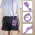 thumbnail image 3 of SaniMore for Samsung Galaxy Z Flip 3 (6.7" 2021) Case, PU Leather Skin with Card Slots Detachable Crossbody Lanyard Stylish Embossed Flower Anti-scratch Anti-drop Shockproof Girly Shell, Purple, 3 of 21