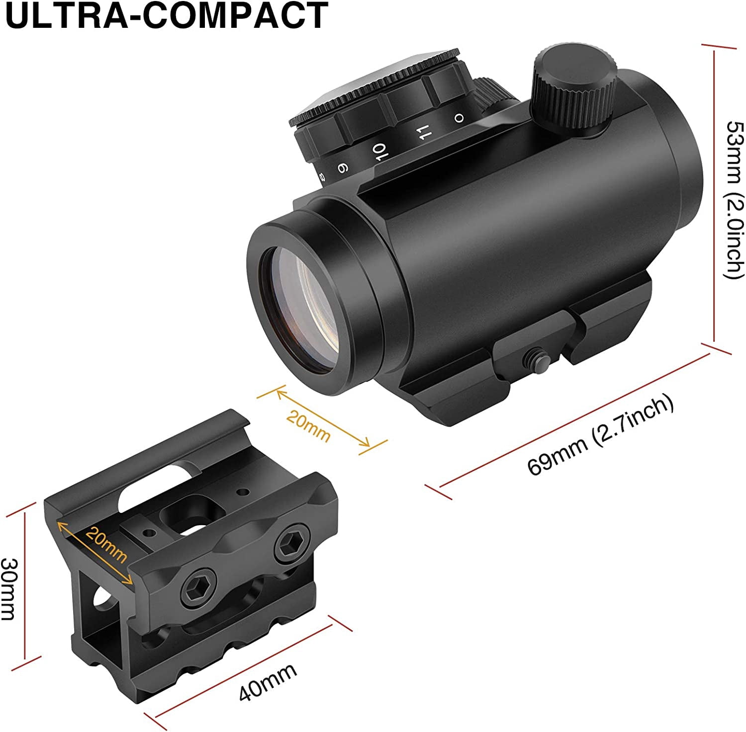 MidTen Red Dot Sight 1x25mm Sight for Hunting