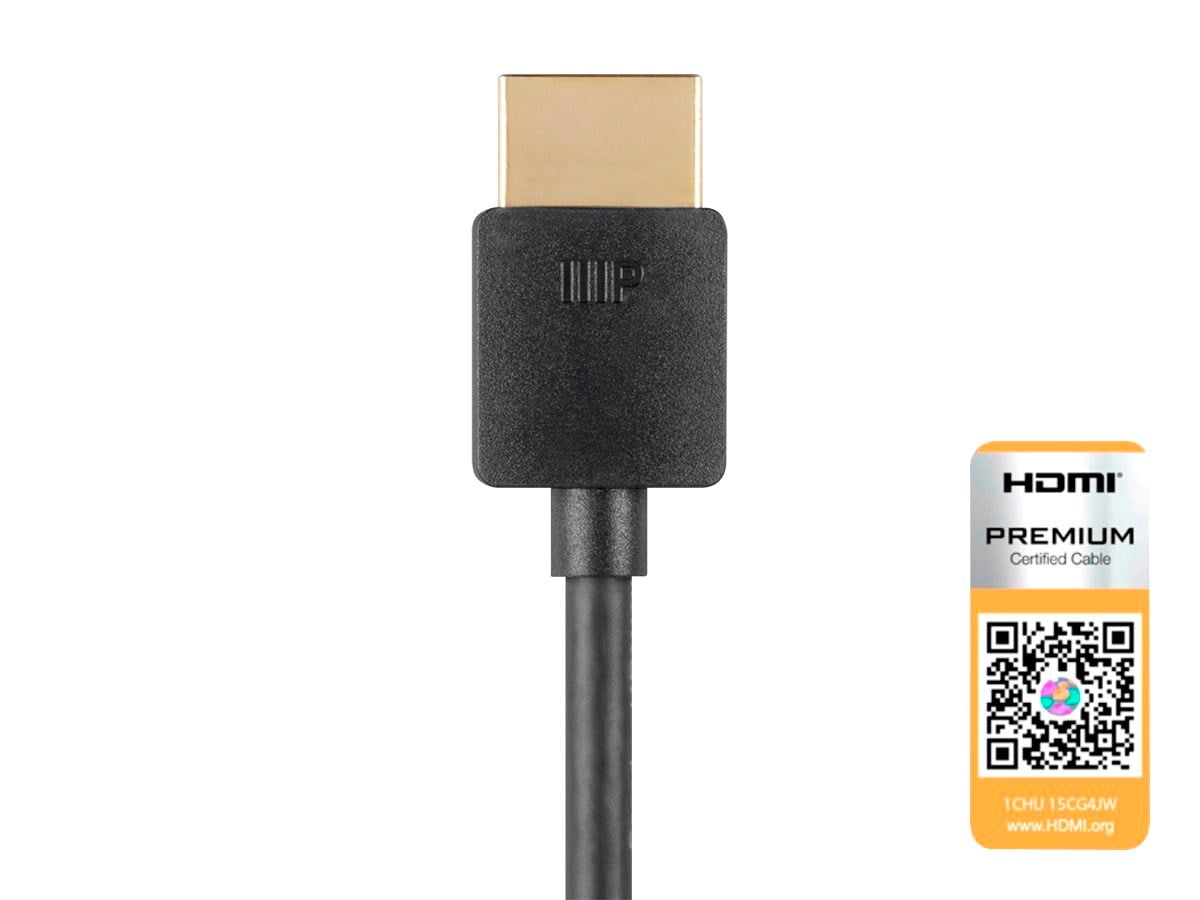 Monoprice HDMI Cable - 6 Feet - Black (5 Pack) Certified Premium, High Speed, 4K@60Hz, HDR, 18Gbps, 34AWG, YUV 4:4:4, Compatible with UHD TV and More - Ultra Slim Series