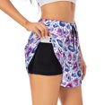 thumbnail image 2 of Bixox Women's crystal Skull record lips pattern 2 in 1 Running Shorts - Lightweight Athletic Workout Gym Yoga Shorts Liner with Pockets - Medium, 2 of 5