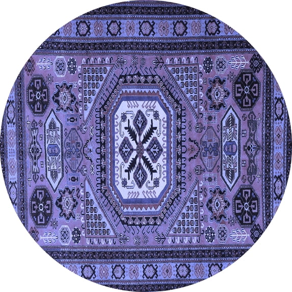 Ahgly Company Indoor Round Persian Blue Traditional Area Rugs, 4' Round