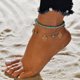 thumbnail image 5 of Conjunto de 2 tobilleras con flecos de cuentas turquesas, tobilleras de playa, joyas, tamaño de tobillera, 5 of 8