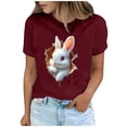 thumbnail image 2 of Tops de Cuello Alto para las Mujeres Amante Impreso Camiseta Cuello Redondo Manga Corta, Poliéster Spandex, 2 of 7