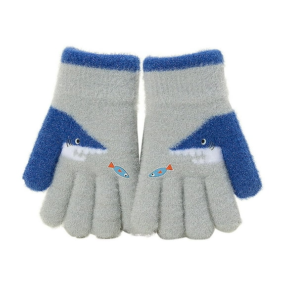 CYRBOKO Boys' Gloves, Thermal Knitted Gift Cotton Winter Gloves Gray Size 7-12 T