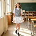thumbnail image 2 of Ticikt Girls Layered Ruffle Skort, Elastic Waist Cute Tiered Cake Skirt Shorts, Fashion Flowy Mini Skort for Little Kids,White, 2 of 5