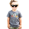 thumbnail image 2 of Olive Loves Apple 6th Birthday Rocket Astronaut Themed T-Shirts with Moon Balloon and Planets for Boys and Girls Granite Heather Shirt 4T, 2 of 5