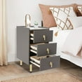 thumbnail image 2 of Narrow Nightstand with 3 Drawers, PU Bedside Cabinet, Simple Bedside Table Furniture, End Table with Metal Legs for Bedroom, Living Room (Dark Grey), 2 of 7