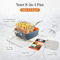 thumbnail image 3 of Gotham Steel Nonstick Square Deep Frying Pan, 9.5” Large Cooking Pan with Ceramic Nonstick Coating, 4 Pc Titanium Ceramic with Lid, Basket , Dishwasher Safe, 3 of 14