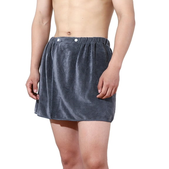 Apooke Men Body Wrap Towel Coral Fleece Wearable Bath Towel Short Pants Bath Wrap for Shower Bath Gym Swimming Beach Bathrobe