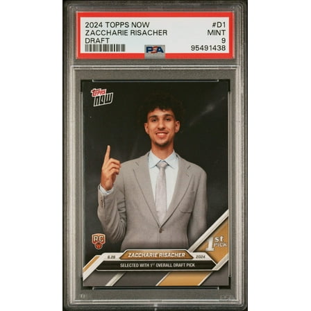 Graded 2024 Topps Now Zaccharie Risacher #D1 Draft Rookie RC Basketball Card PSA 9 Mint