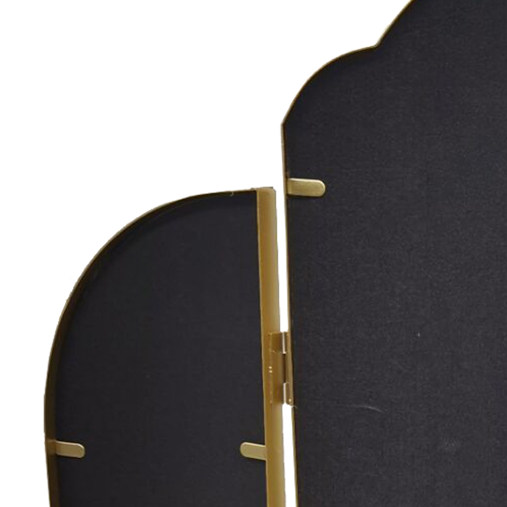 Beautiful Trifold Adjustable Vanity Mirror by Drew Barrymore, 3-Way Arched Gold Frame, Large Gold Bathroom Vanity Wall Mirror for Dresser, Bedroom, Entryway, and Living Room Decor