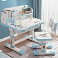 thumbnail image 2 of Floseru Kids Desk Chair Set, Children Table and Chair Set Multi Functional Widened Desktop with Tilt Book Stand Drawer Cartoon Pattern Height Adjustable School Study Desk Set for Boys Girls, 2 of 10