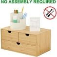 thumbnail image 3 of Wisuce Bamboo Desk Organizer - Mini Desktop Drawer Tabletop Storage Organization Box for Office Home Toiletries Supplies, No Assembly Required (3 Drawer), 3 of 12