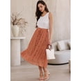 thumbnail image 4 of DARING DIVA Women's Elastic Waist Polka Dots Midi Skirts Small Burnt Orange, 4 of 6