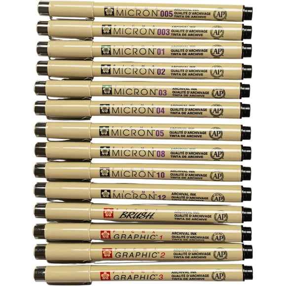 Set de 14 Fineliners SAKURA Pigma Micron Negro