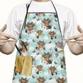 thumbnail image 2 of Blue Highland Cow Flower Butterfly Pattern Apron-Garden Aprons for Women with Pockets-Cotton Linen Waterproof Kitchen Cooking Gardening Aprons Adjustable for Kitchen,Cooking,BBQ and Salon 33x27 Inch, 2 of 7