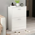 thumbnail image 6 of MONSLIPA Modern Free Standing Shoe Storage Cabinet Organizer with 2 Compartments for Entryway, White, 6 of 7