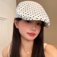 thumbnail image 5 of Slccxzc Vintage Polka Dot Flat Ivy Hat, Lightweight Summer Newsboy Baker Cap, 5 of 7