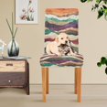 thumbnail image 4 of Yayeee 2 Pack Dining Chair Covers Stretch Parson Chairs Slipcovers Seat Protector, Artistic Desert Waves, 4 of 6
