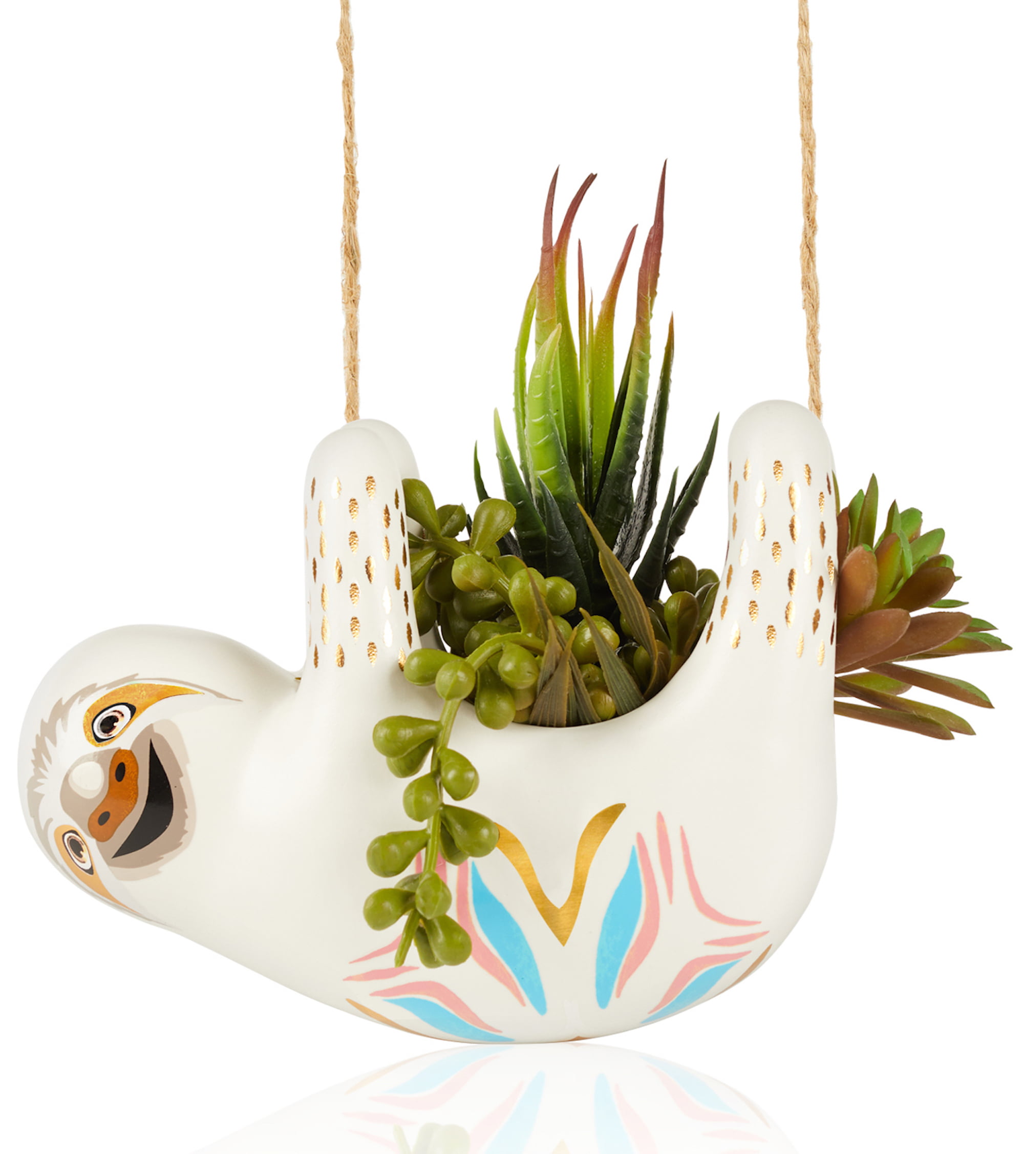 Wall Hanging Vase Suspension Ceramic Sloth Flower Pots Animal Succulent Planter 
