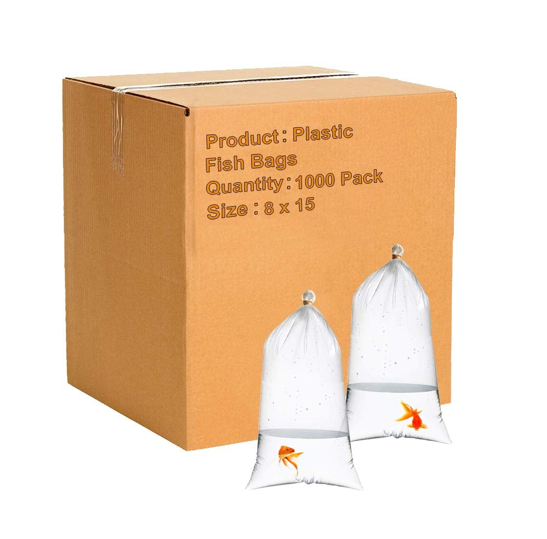 APQ Pack of 1000 Plastic Fish Bags 8 x 15. Clear Polyethylene Bags 8x15