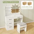 thumbnail image 7 of Vanity Desk with Mirror and Lights, Dressing Table with Charging Station & 4 Drawers Makeup Vanity with Stool, Bedroom Makeup Vanity Set for Girl, Teen, Women,White, 7 of 7